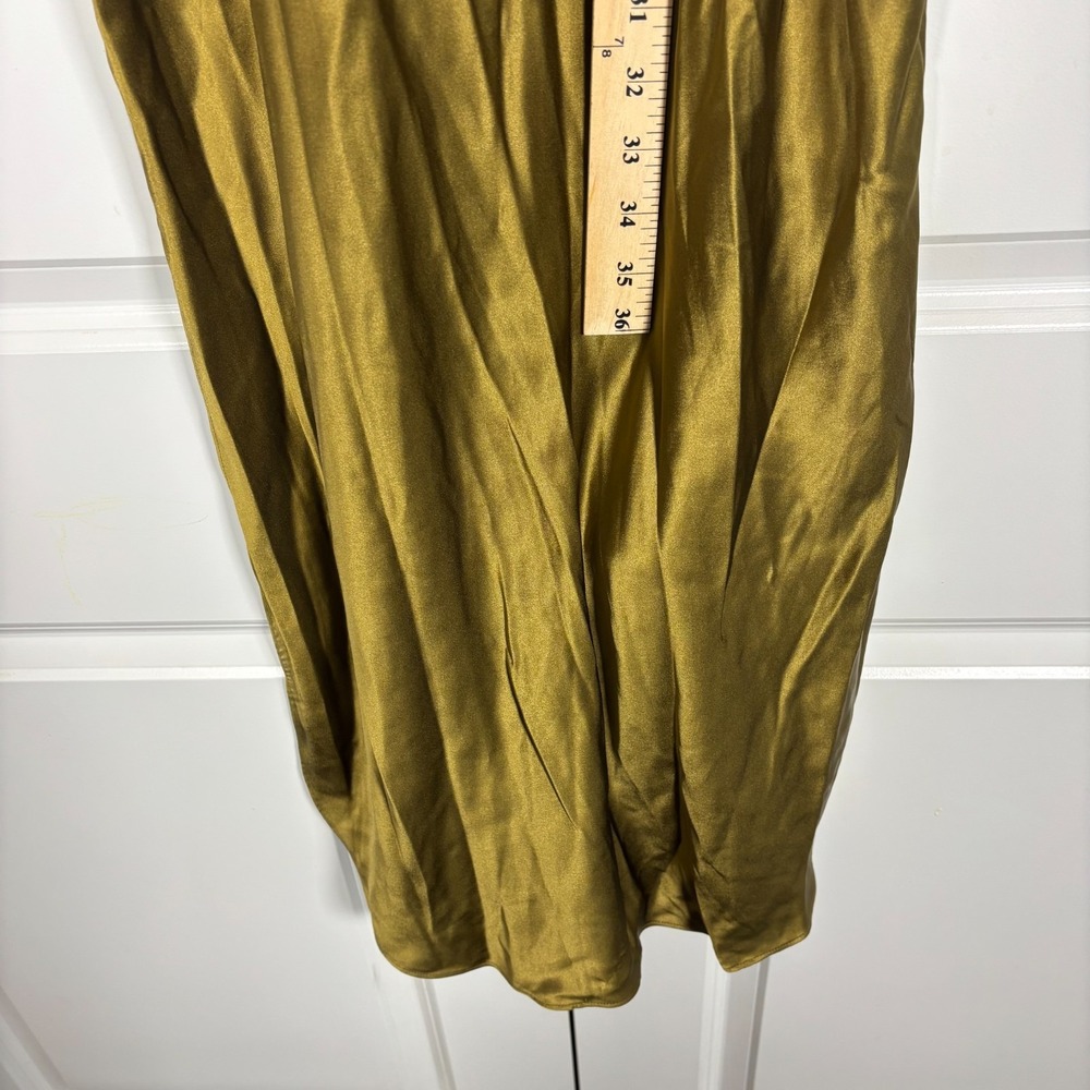 NWT Banana Republic Womens Silk Slip Maxi Dress Olive Green Spaghetti Strap XS - Picture 6 of 7